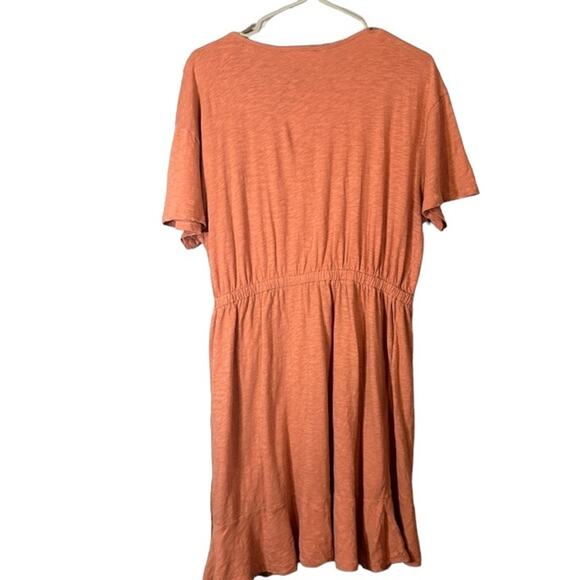 Caslon Salmon Pink Short Sleeve Cotton Wrap Style Front Dress Women Sz L - Picture 2 of 9